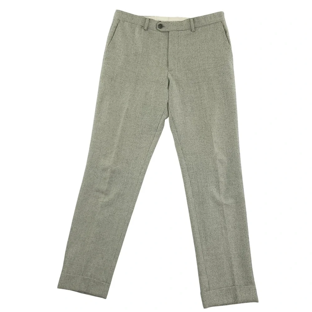 Banana Republic Dress Pants Mens 33x32 Gray Wool Check Slim Tapered Fit Formal